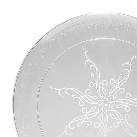 SMARTY HAD A PARTY 625 Clear Floral Round Disposable Plastic Pastry Plates 240 Plates, 240PK 726-CASE